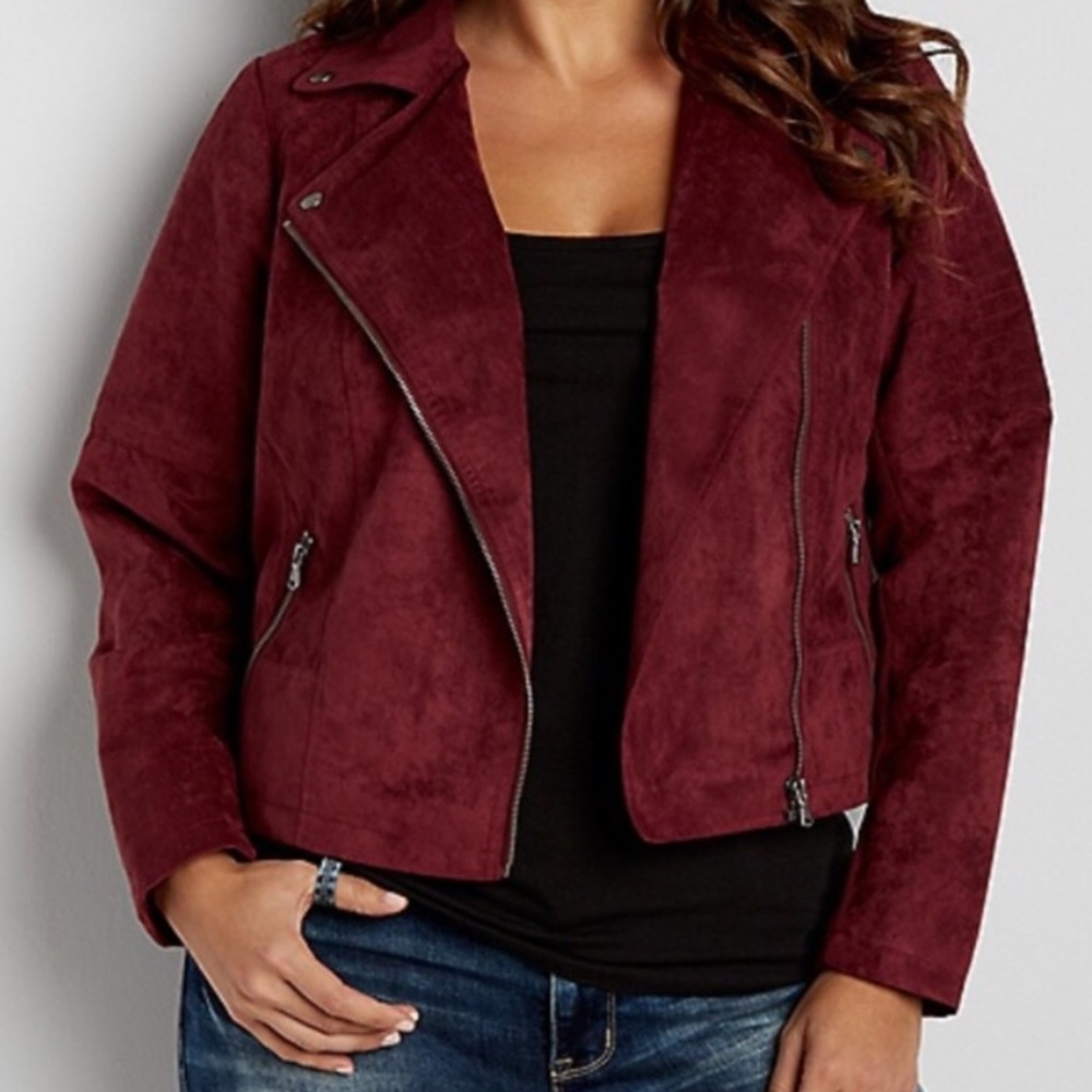 Mauricie’s faux suede moto jacket